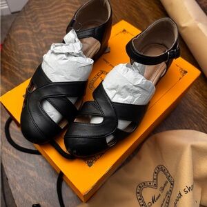 Black Leather Women's Sandals